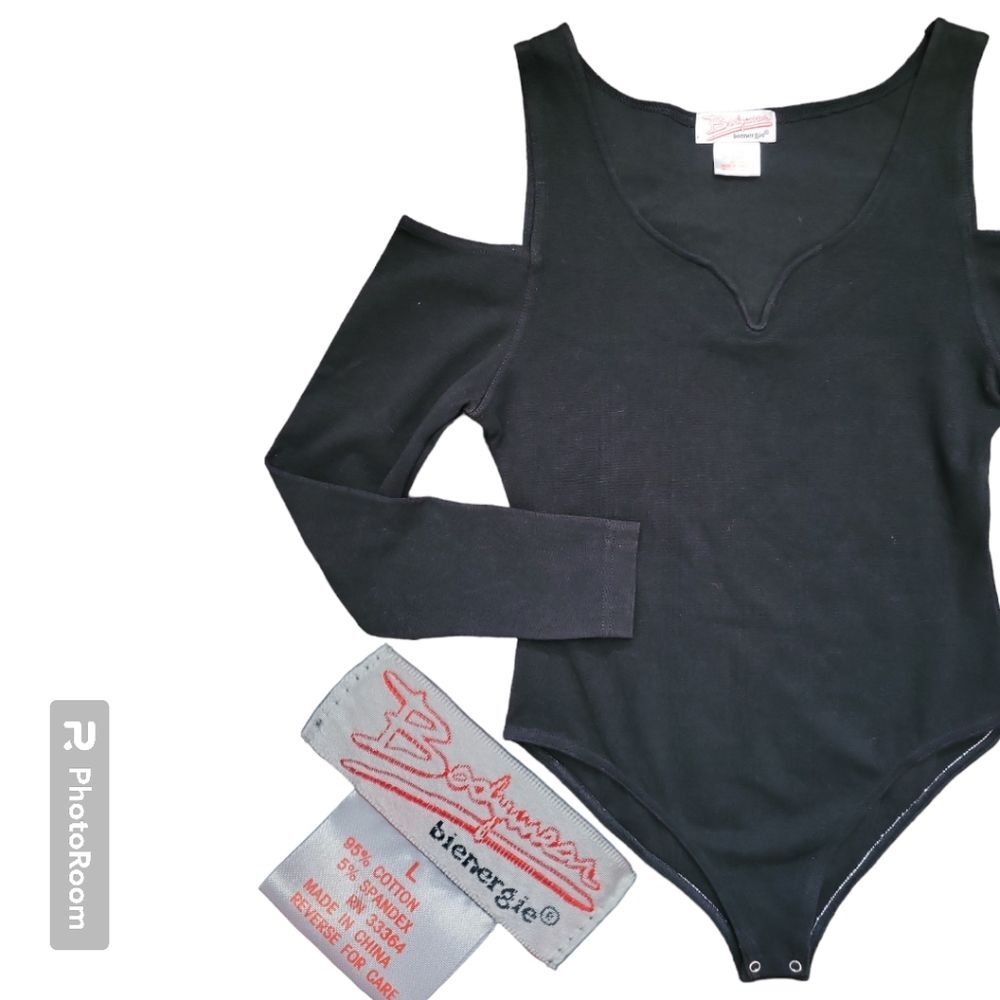 Black Bodywear Bienergie Cold-Shoulder Bodysuit - L